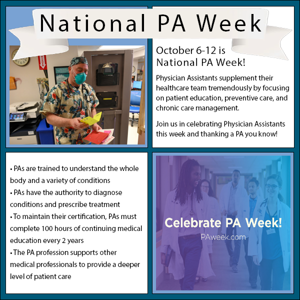 National PA Week Oct. 612 MDI Hospital